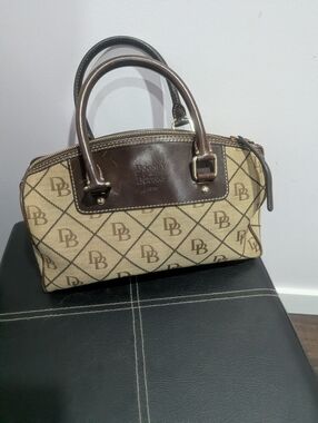 Dooney & Bourke Beige & Brown Monogram Satchel